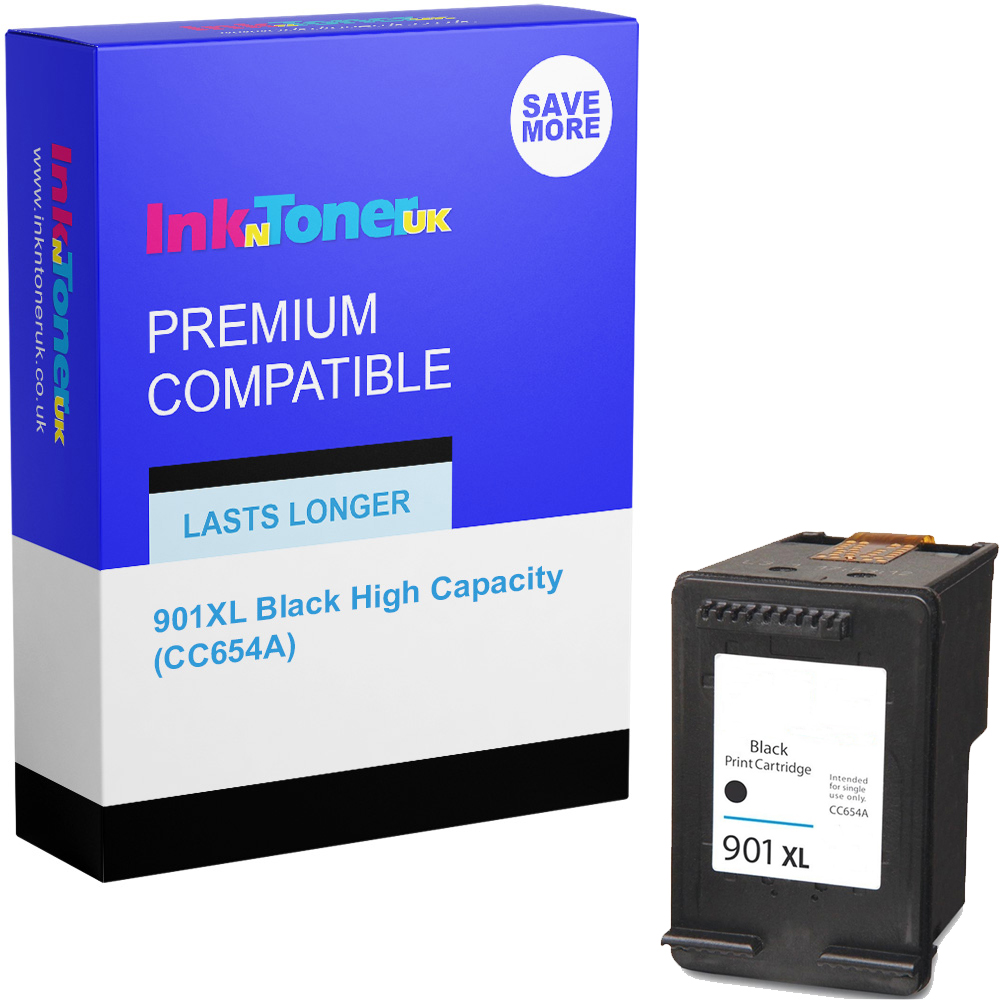Premium Remanufactured HP 901XL Black High Capacity Ink Cartridge (CC654A)