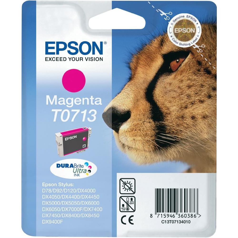 Original Epson T0713 Magenta Ink Cartridge (C13T07134011) Cheetah