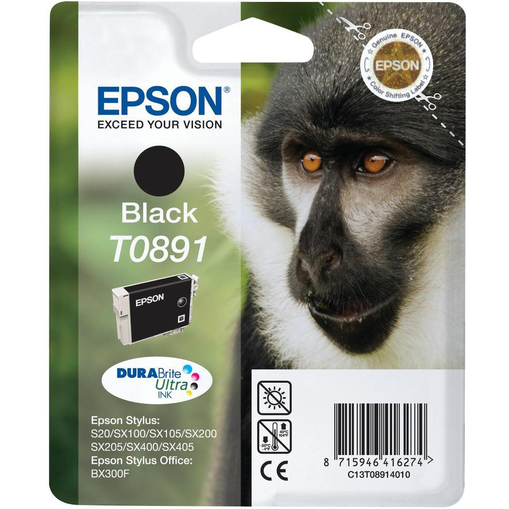 Original Epson T0891 Black Ink Cartridge (C13T08914011) Monkey