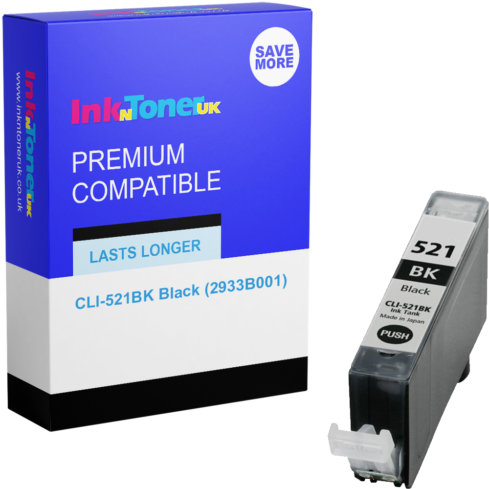 Premium Compatible Canon CLI-521BK Black Ink Cartridge (2933B001)