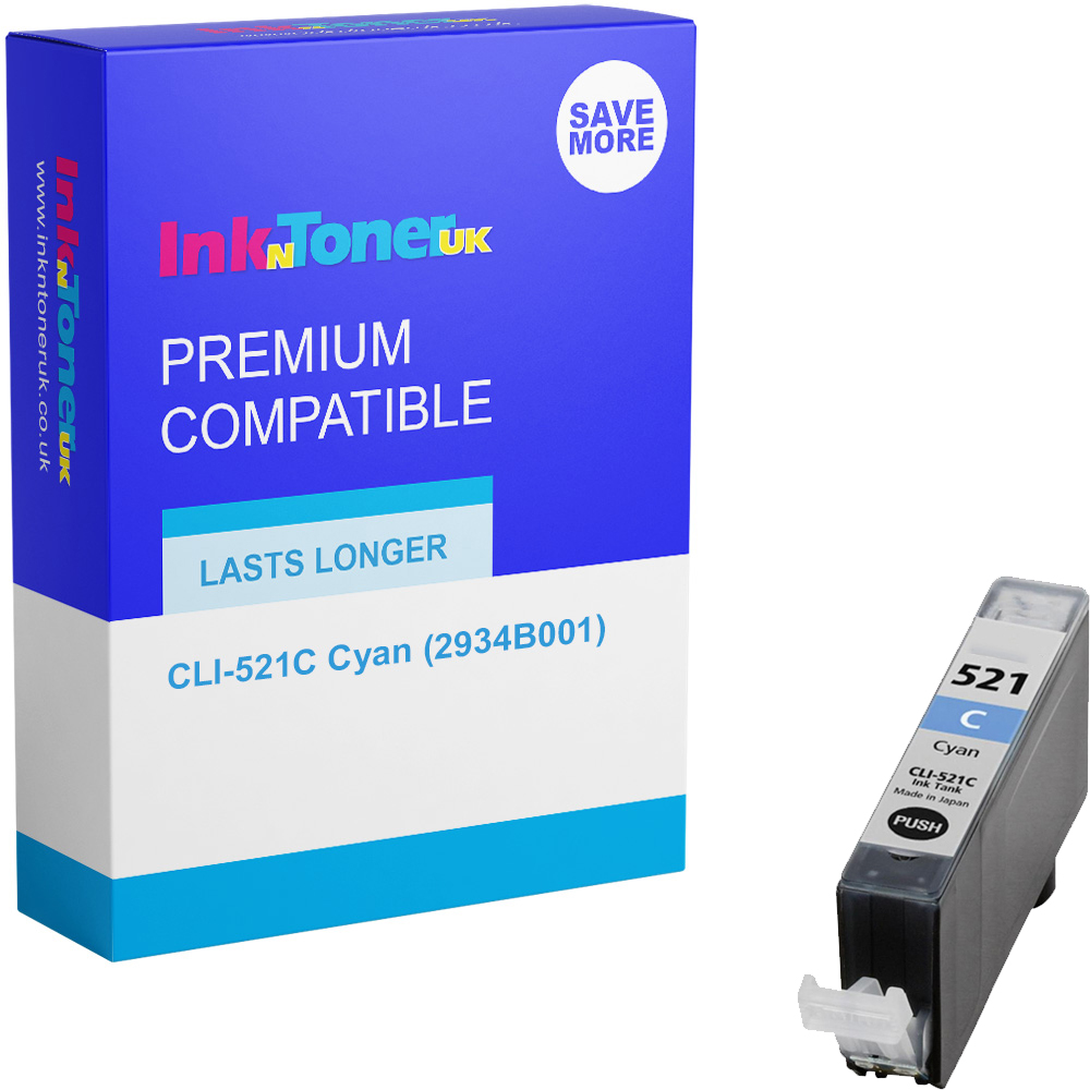 Premium Compatible Canon CLI-521C Cyan Ink Cartridge (2934B001)