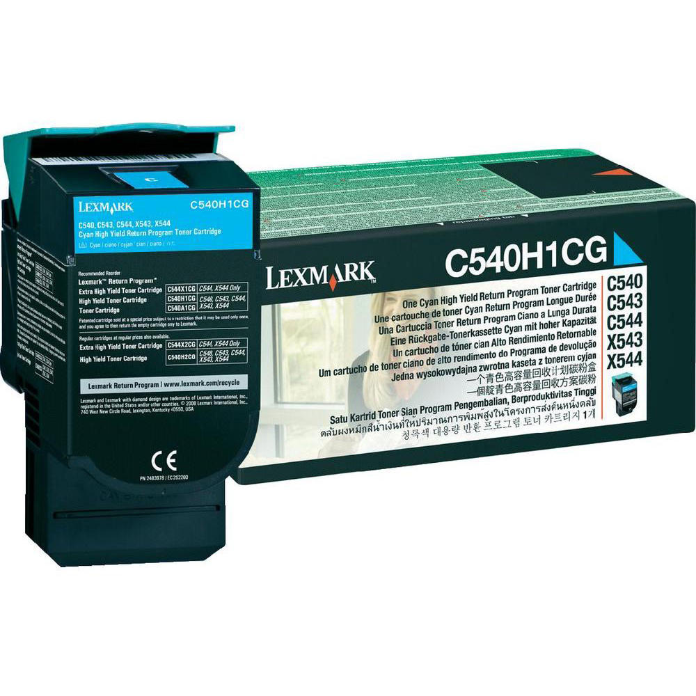 Original Lexmark C540H1CG Cyan High Capacity Toner Cartridge (C540H1CG)