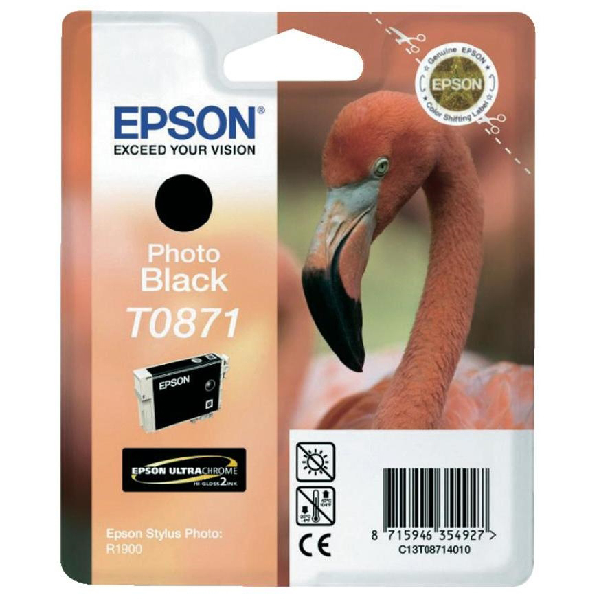 Original Epson T0871 Photo Black Ink Cartridge (C13T08714010) Flamingo