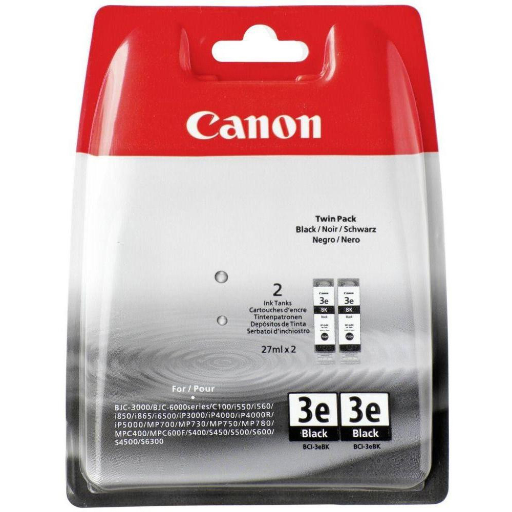 Original Canon BCI-3EBK Black Twin Pack Ink Cartridges (4479A298)