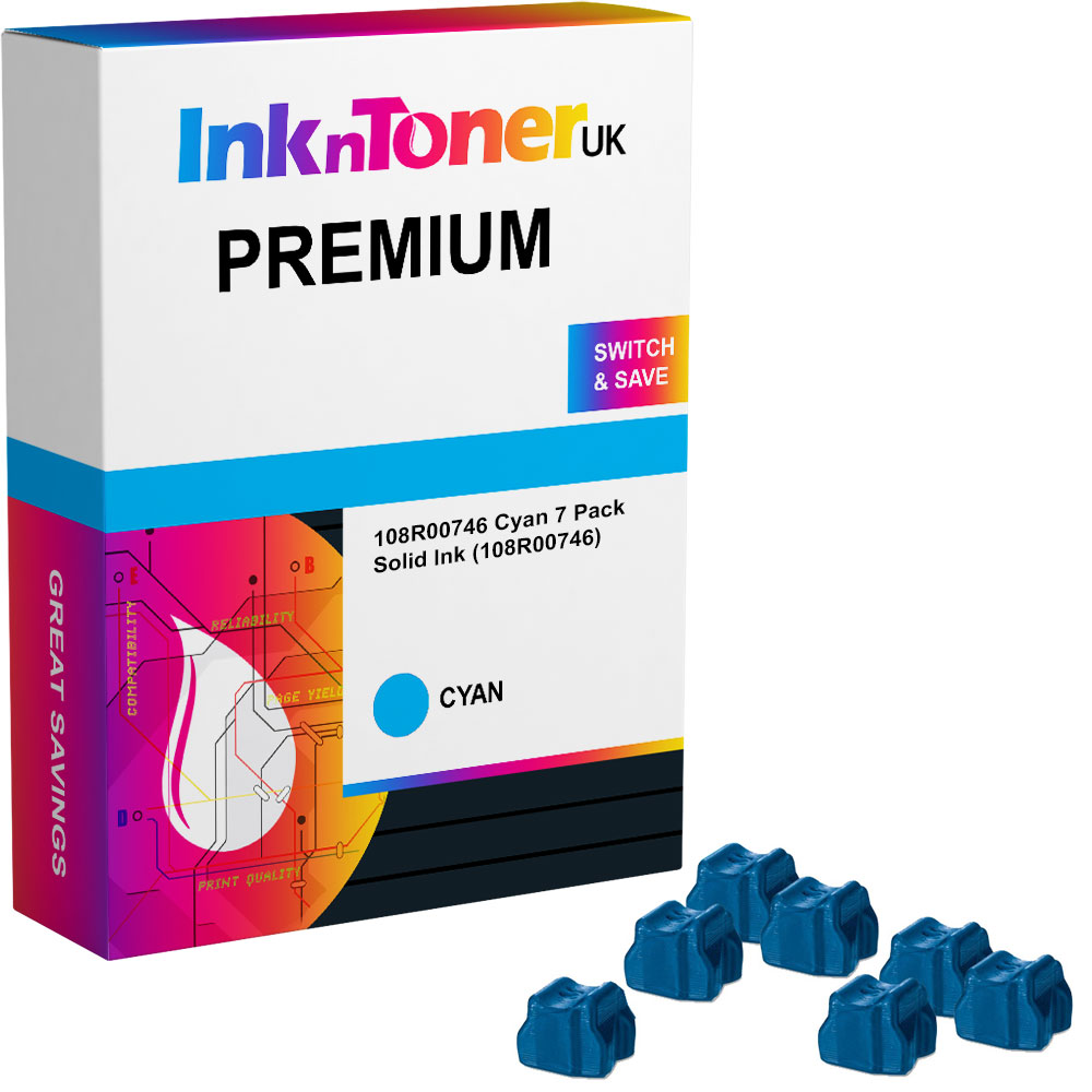 Premium Compatible Xerox 108R00746 Cyan 7 Pack Solid Ink (108R00746)