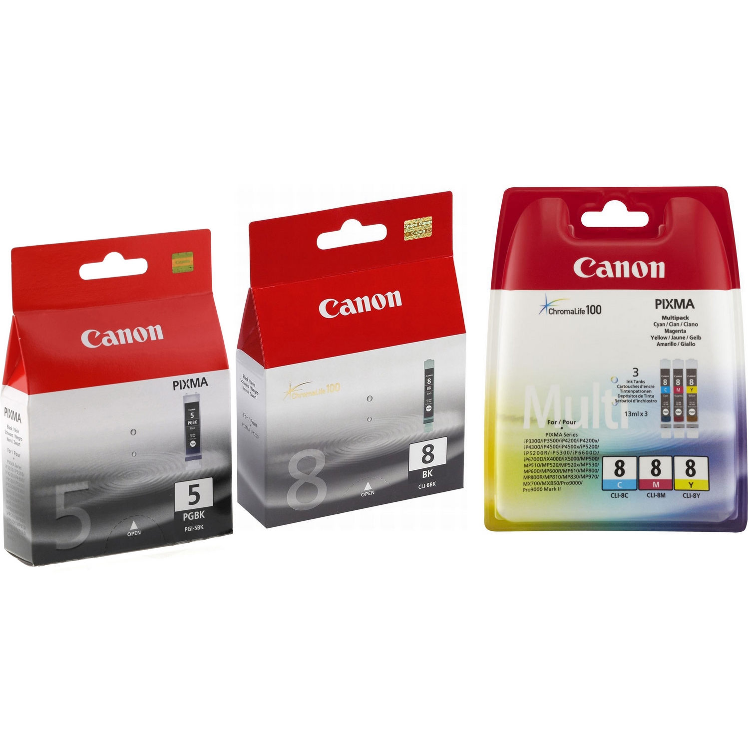 Original Canon PGI-5BK / CLI-8 C, M, Y, K Multipack Ink Cartridges (0621B029 / 0628B001 / 0620B001)