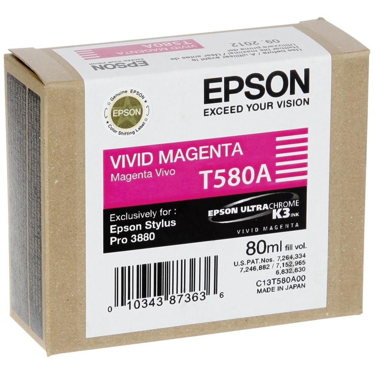 Original Epson T580A Vivid Magenta Ink Cartridge (C13T580A00)