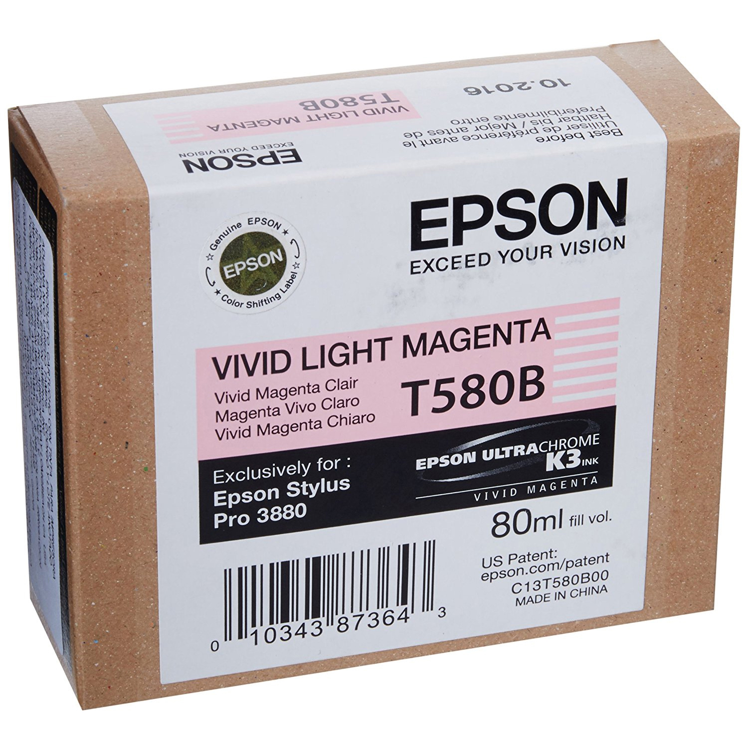 Original Epson T580B Vivid Light Magenta Ink Cartridge (C13T580B00)