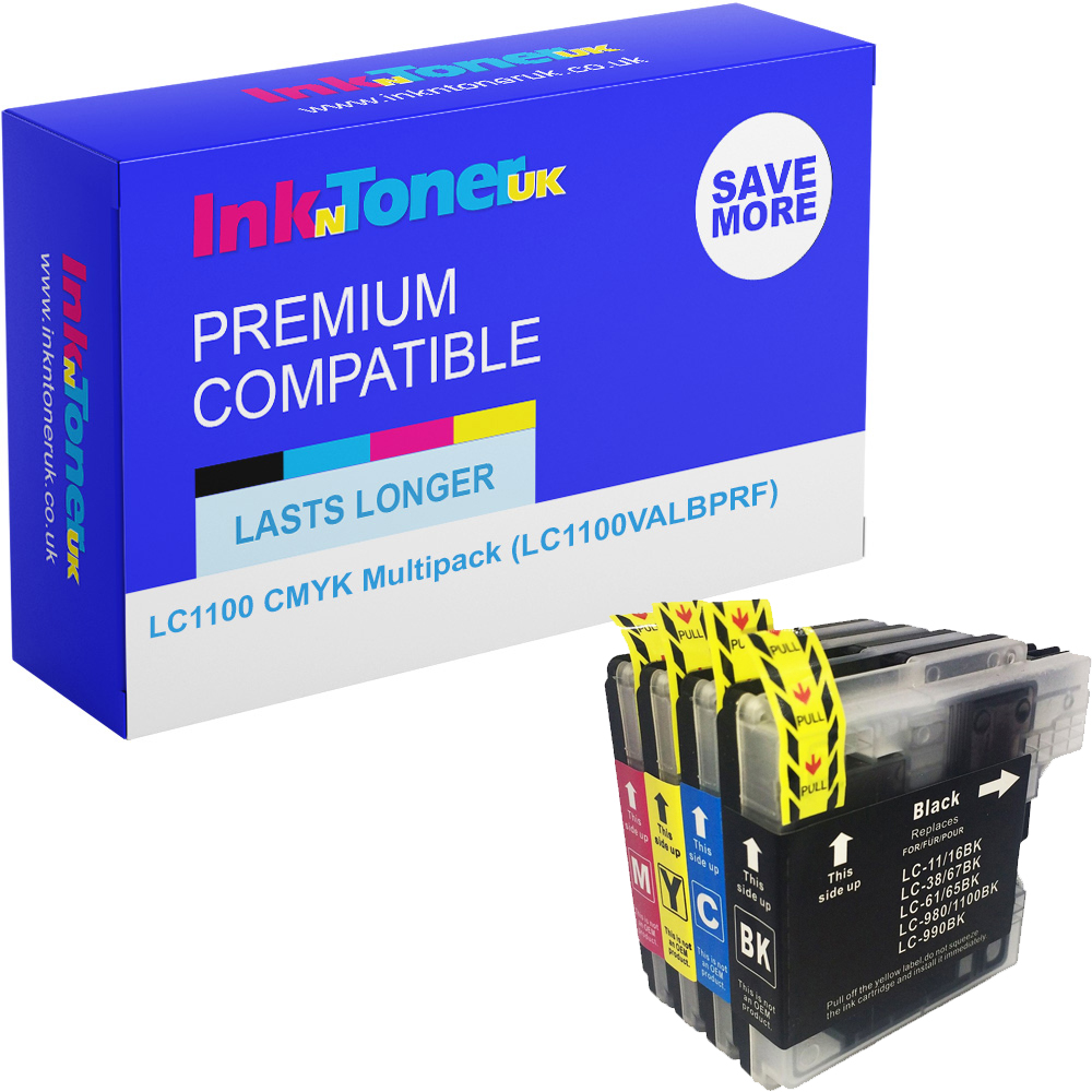 Premium Compatible Brother LC1100 CMYK Multipack Ink Cartridges (LC1100VALBPRF)