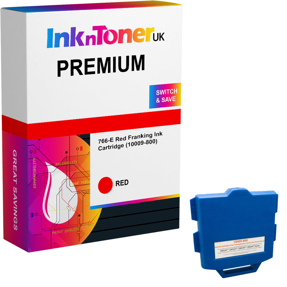 Premium Compatible Pitney Bowes 766-E Red Franking Ink Cartridge (10009-800)