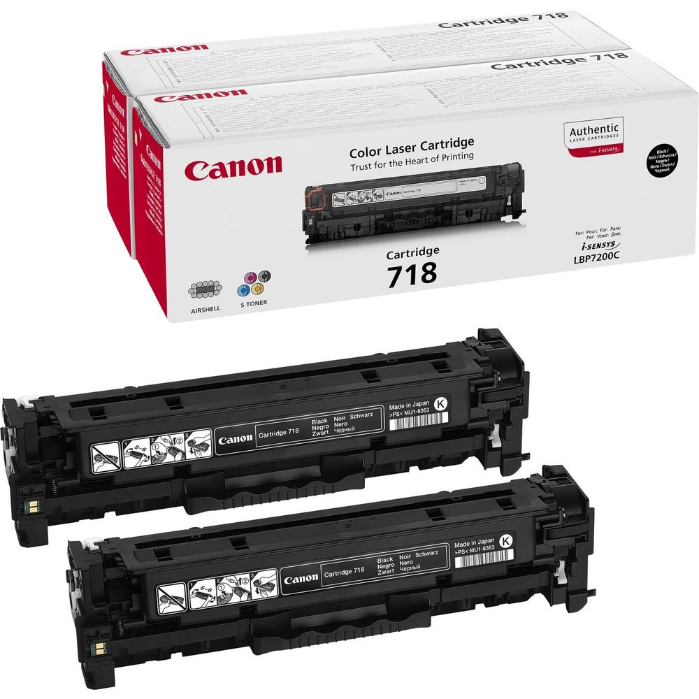 Original Canon 718 Black Twin Pack Toner Cartridges (2662B005AA)