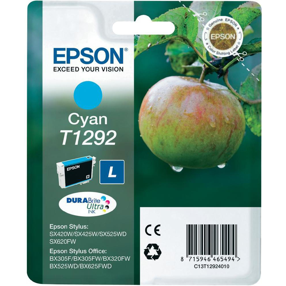 Original Epson T1292 Cyan Ink Cartridge (C13T12924011) Apple