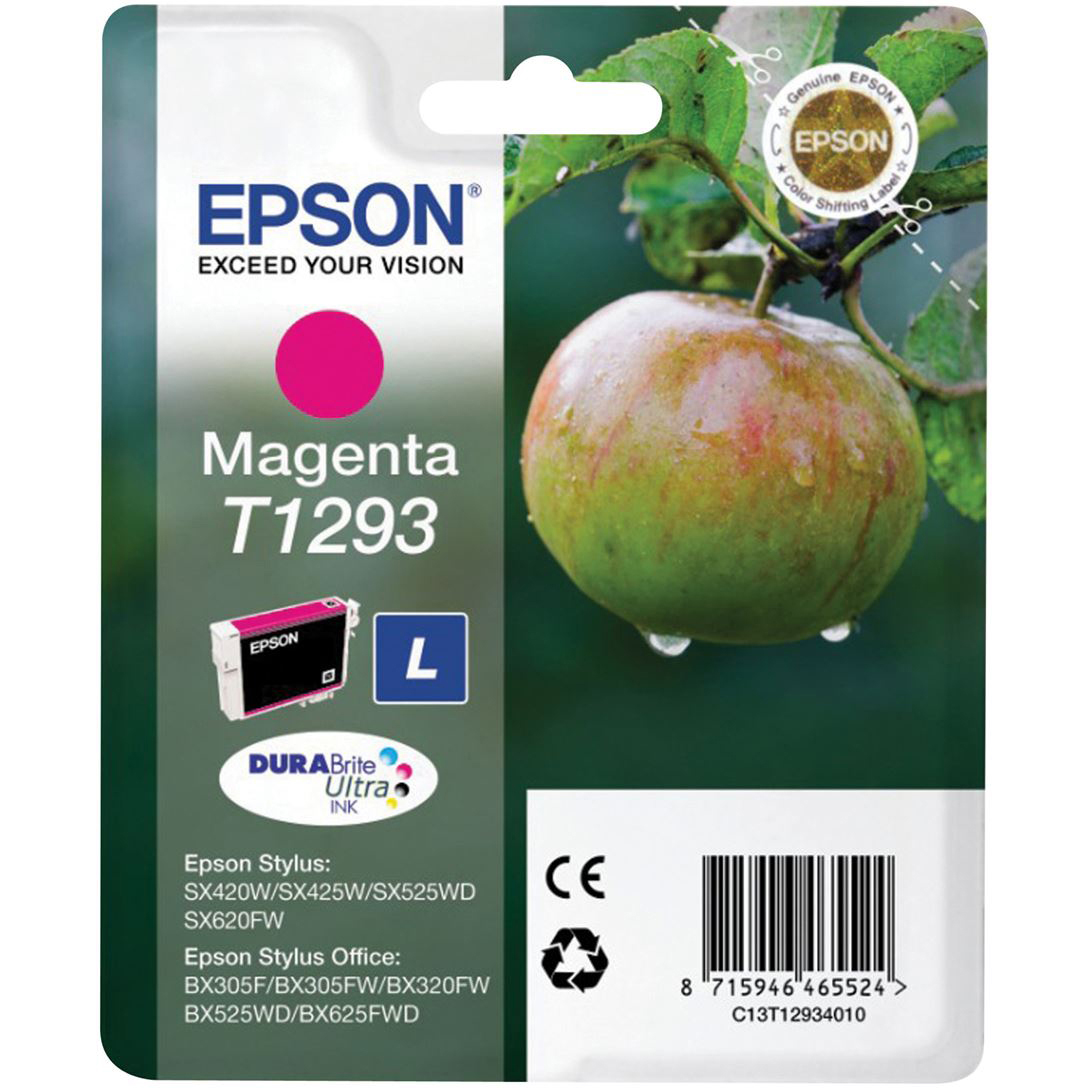 Original Epson T1293 Magenta Ink Cartridge (C13T12934011) Apple