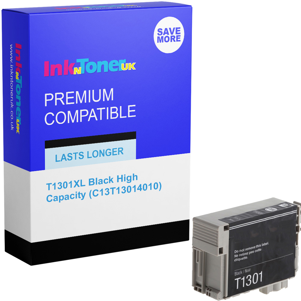 Premium Compatible Epson T1301XL Black High Capacity Ink Cartridge (C13T13014010) Stag