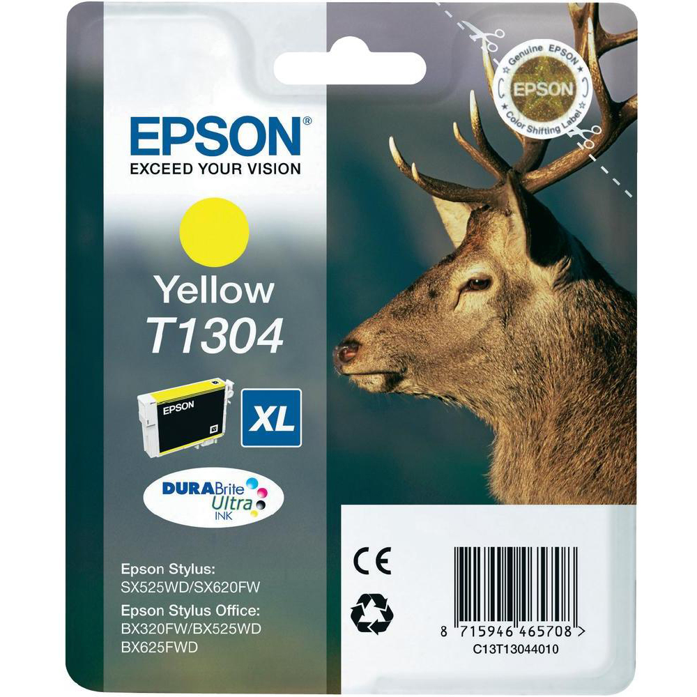 Original Epson T1304XL Yellow High Capacity Ink Cartridge (C13T13044010) Stag