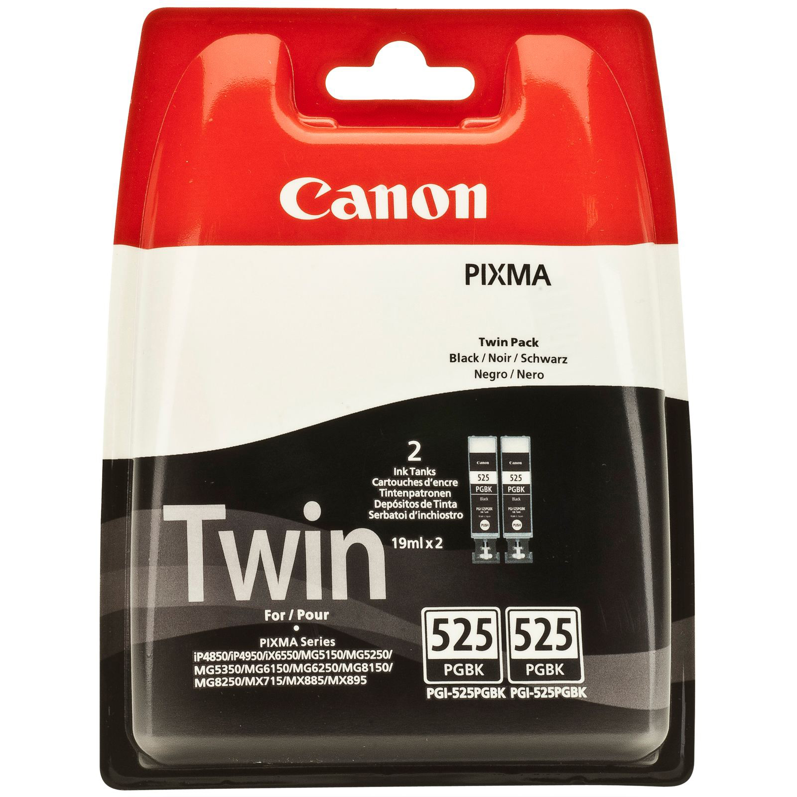 Original Canon PGI-525PGBK Black Twin Pack Ink Cartridges (4529B010)
