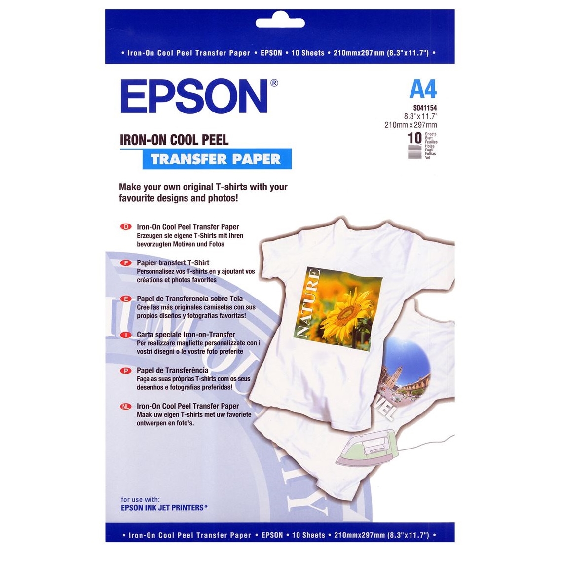 Original Epson S041154 124gsm A4 Transfer Paper - 10 Sheets (C13S041154)