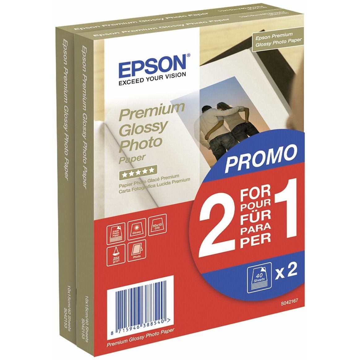 Original Epson S042167 255gsm A6 Twin Pack Photo Paper - 2x 40 Sheets (C13S042167)