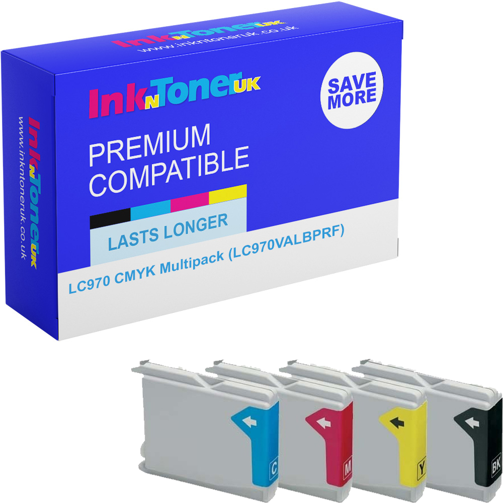 Premium Compatible Brother LC970 CMYK Multipack Ink Cartridges (LC970VALBPRF)