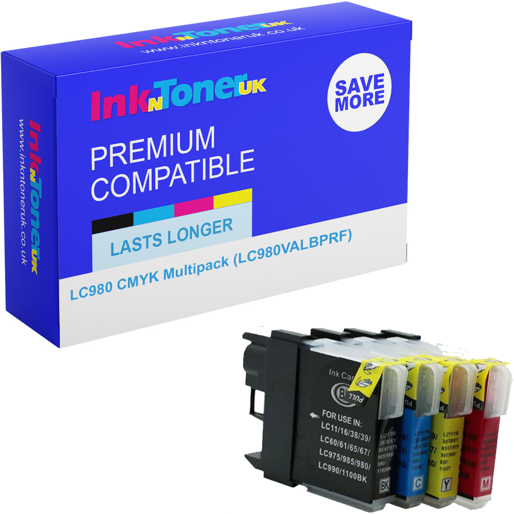 Premium Compatible Brother LC980 CMYK Multipack Ink Cartridges (LC980VALBPRF)