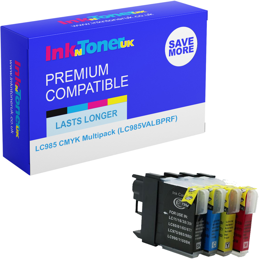 Premium Compatible Brother LC985 CMYK Multipack Ink Cartridges (LC985VALBPRF)