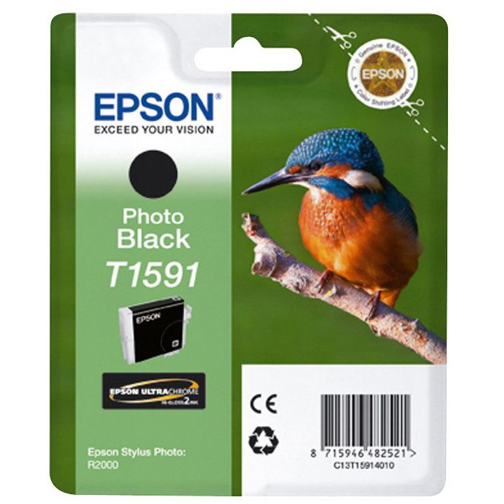 Original Epson T1591 Photo Black Ink Cartridge (C13T15914010) Kingfisher