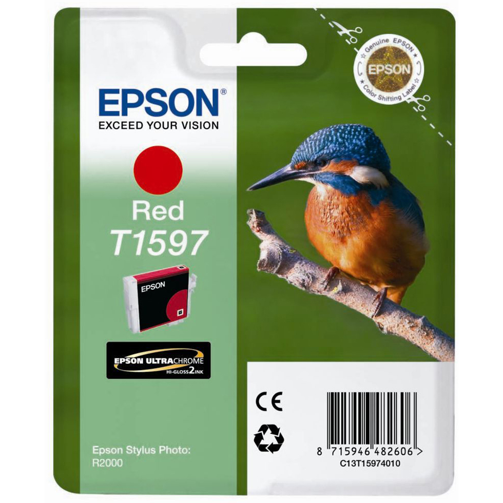 Original Epson T1597 Red Ink Cartridge (C13T15974010) Kingfisher
