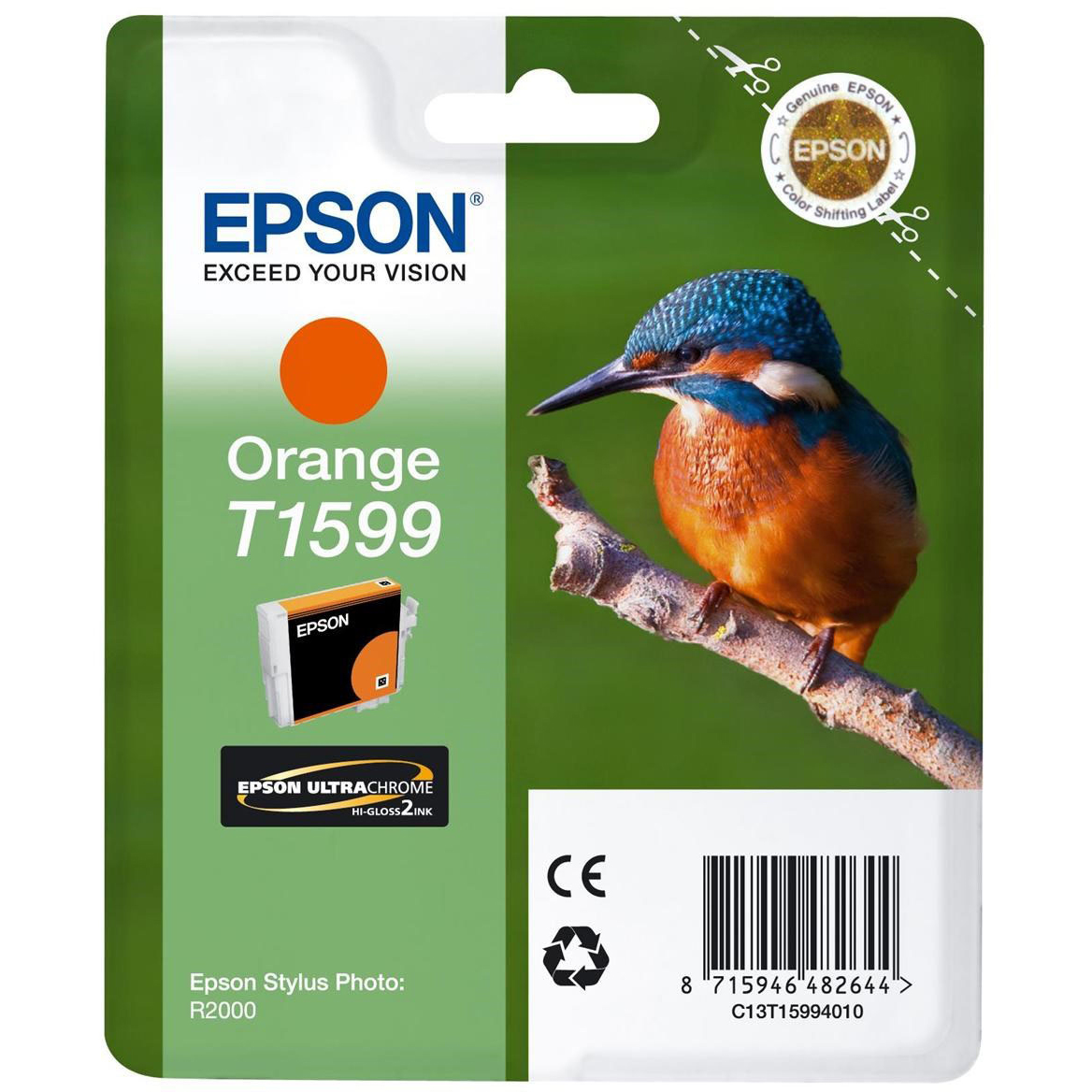 Original Epson T1599 Orange Ink Cartridge (C13T15994010) Kingfisher