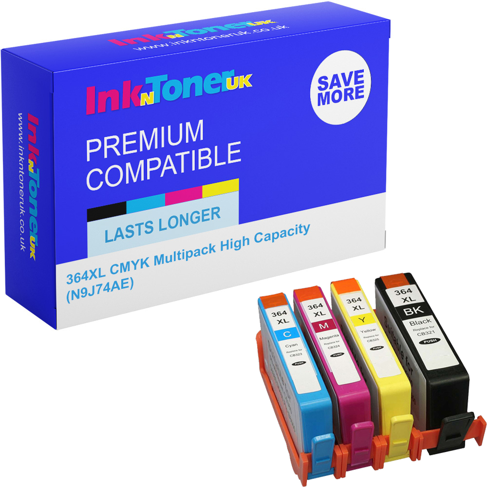 Premium Compatible HP 364XL CMYK Multipack High Capacity Ink Cartridges (N9J74AE)