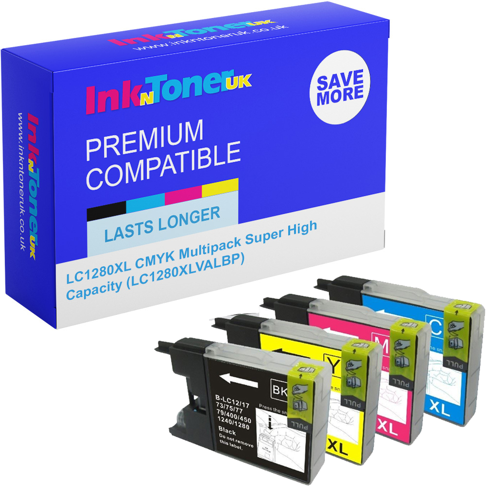 Premium Compatible Brother LC1280XL CMYK Multipack Super High Capacity Ink Cartridges (LC1280XLVALBP)