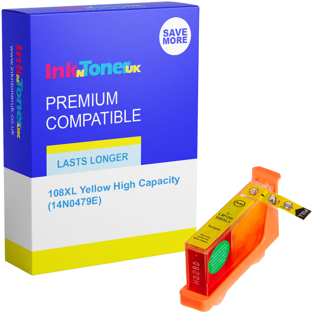 Premium Compatible Lexmark 108XL Yellow High Capacity Ink Cartridge (14N0479E)