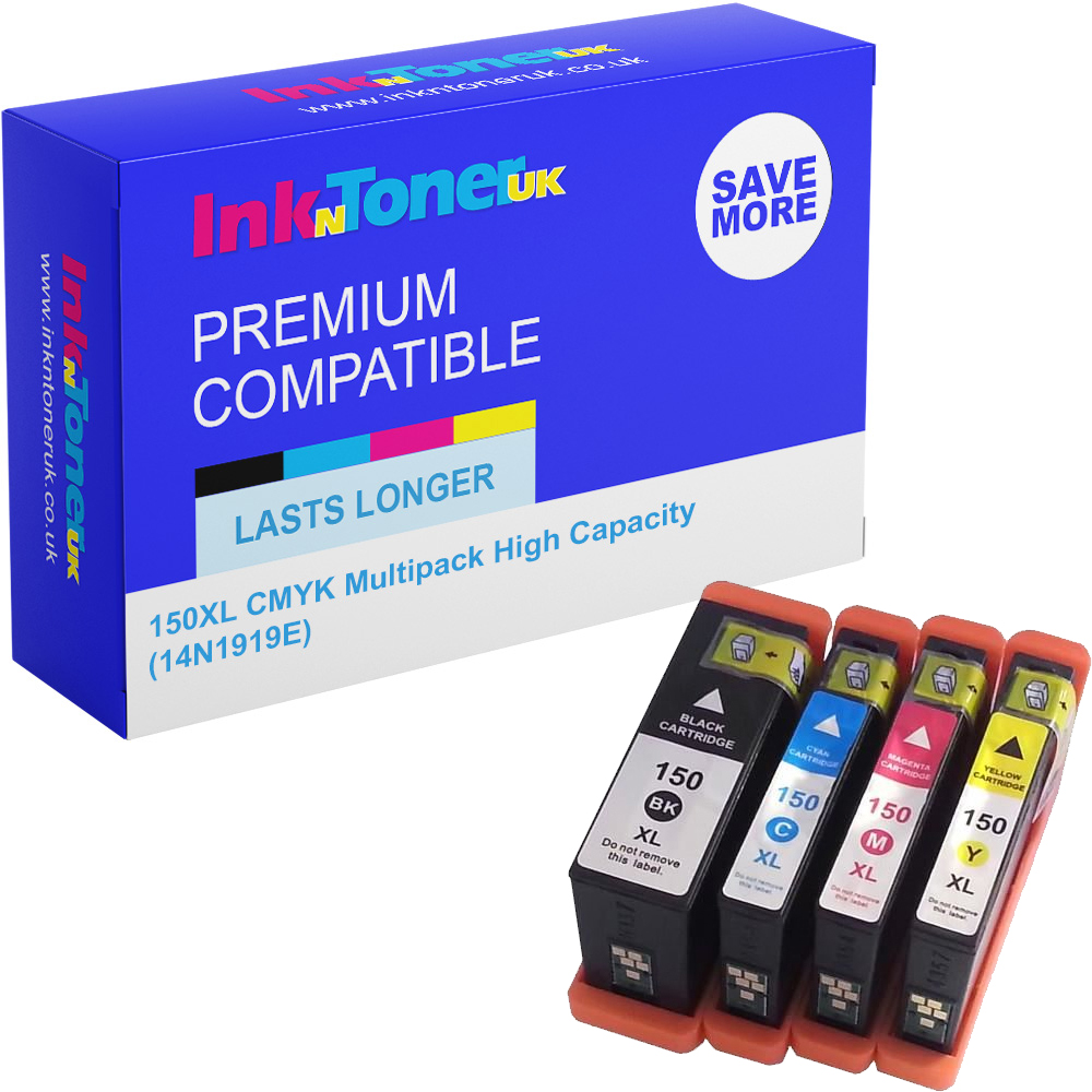 Premium Compatible Lexmark 150XL CMYK Multipack High Capacity Ink Cartridges (14N1919E)