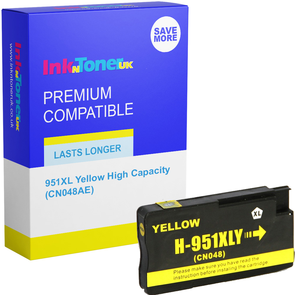 Premium Compatible HP 951XL Yellow High Capacity Ink Cartridge (CN048AE)