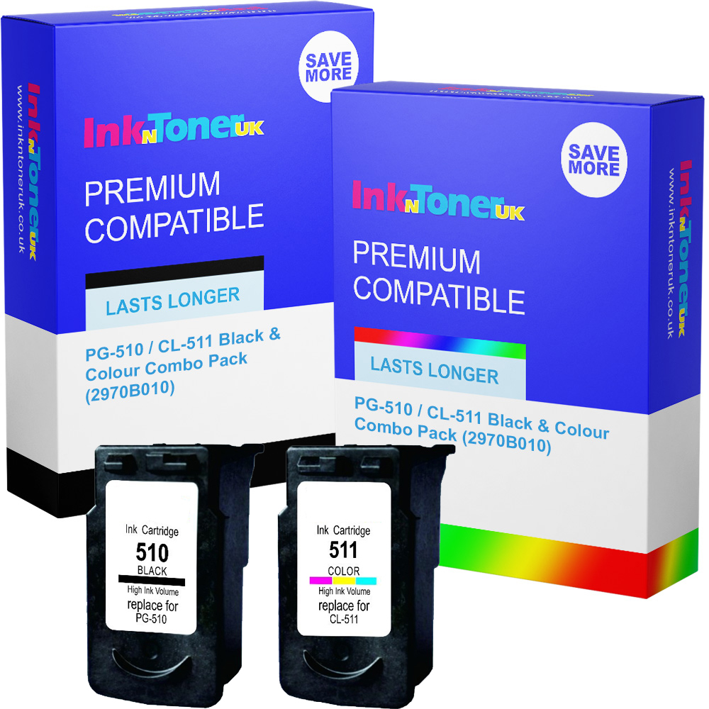 Premium Remanufactured Canon PG-510 / CL-511 Black & Colour Combo Pack Ink Cartridges (2970B010)