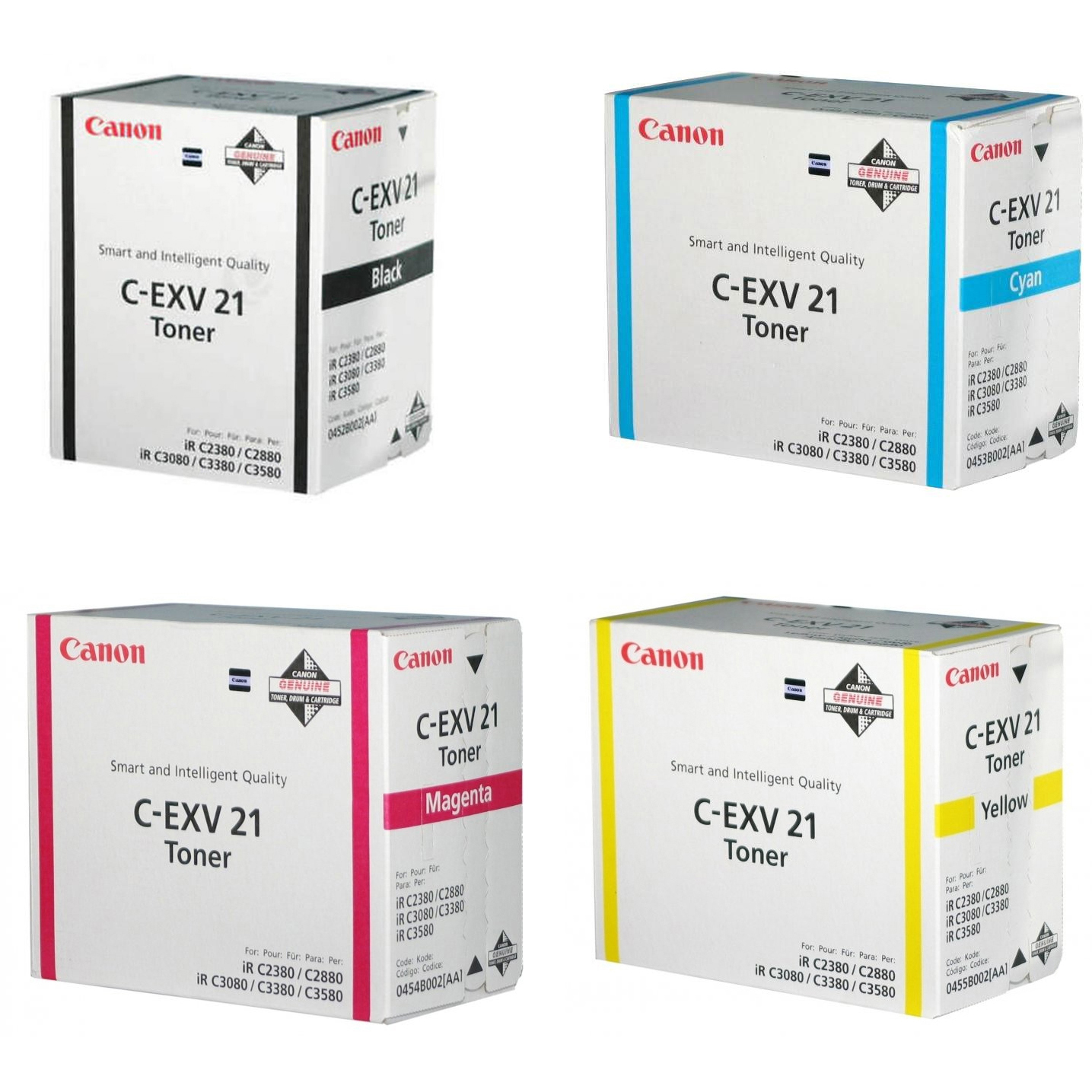 Original Canon C-EXV21 CMYK Multipack Toner Cartridges (0452B002/ 0453B002/ 0454B002/ 0455B002)