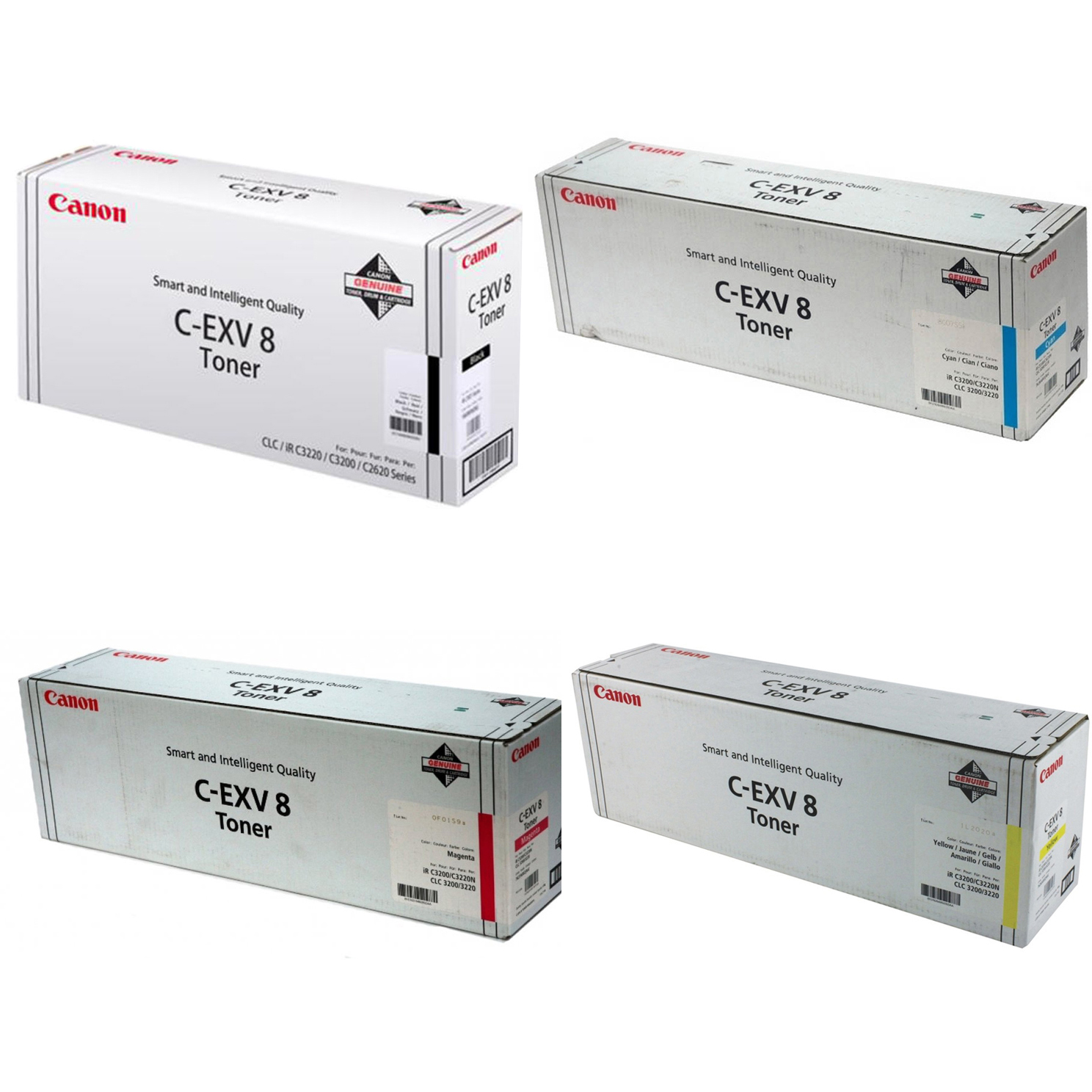 Original Canon C-EXV8 CMYK Multipack Toner Cartridges (7629A002/ 7628A002/ 7627A002/ 7626A002)