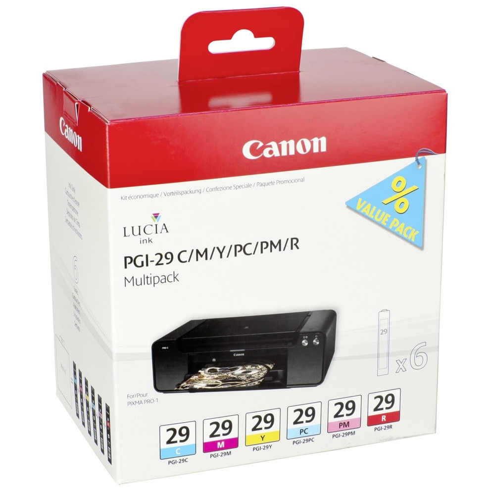 Original Canon PGI-29 C, M, Y, PC, PM, R Multipack Ink Cartridges (4873B005)