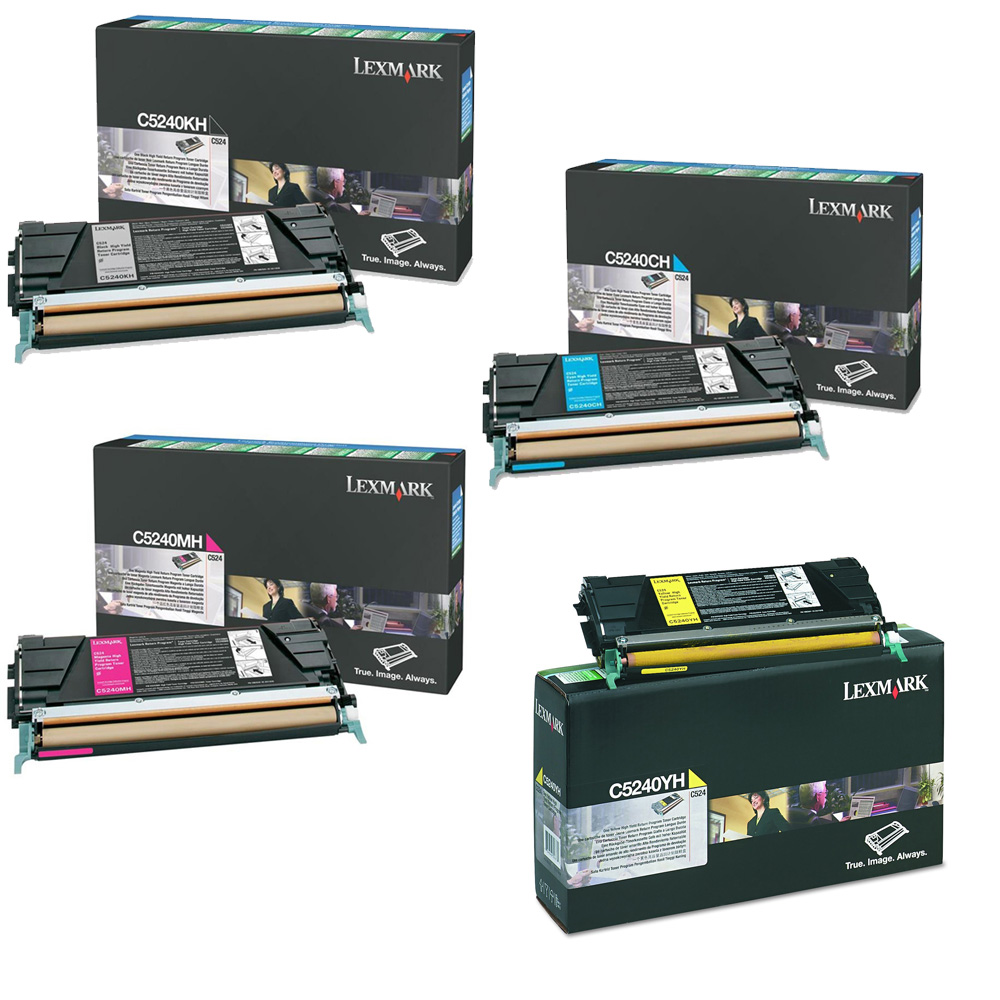 Original Lexmark C5240 CMYK Multipack High Capacity Toner Cartridges (C5240CH/ C5240MH/ C5240YH/ C5240KH)