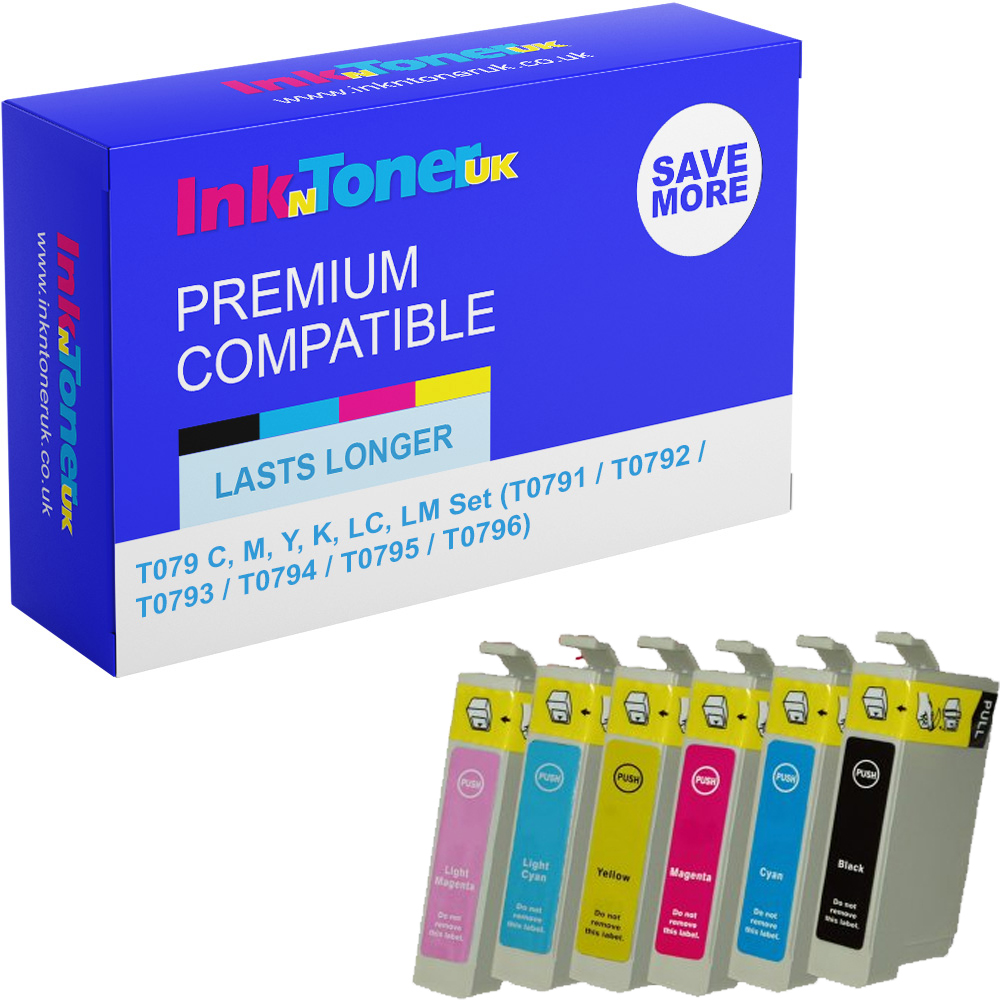 Premium Compatible Epson T079 C, M, Y, K, LC, LM Multipack Ink Cartridges (T0791 / T0792 / T0793 / T0794 / T0795 / T0796) Owl