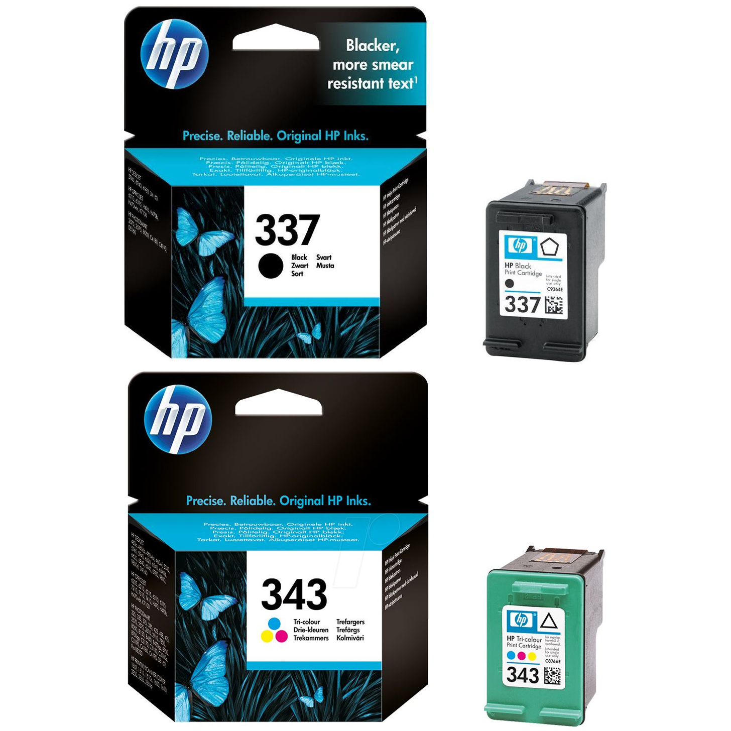 Original HP 337 / 343 Black & Colour Combo Pack Ink Cartridges (C8766EE & C9364EE)
