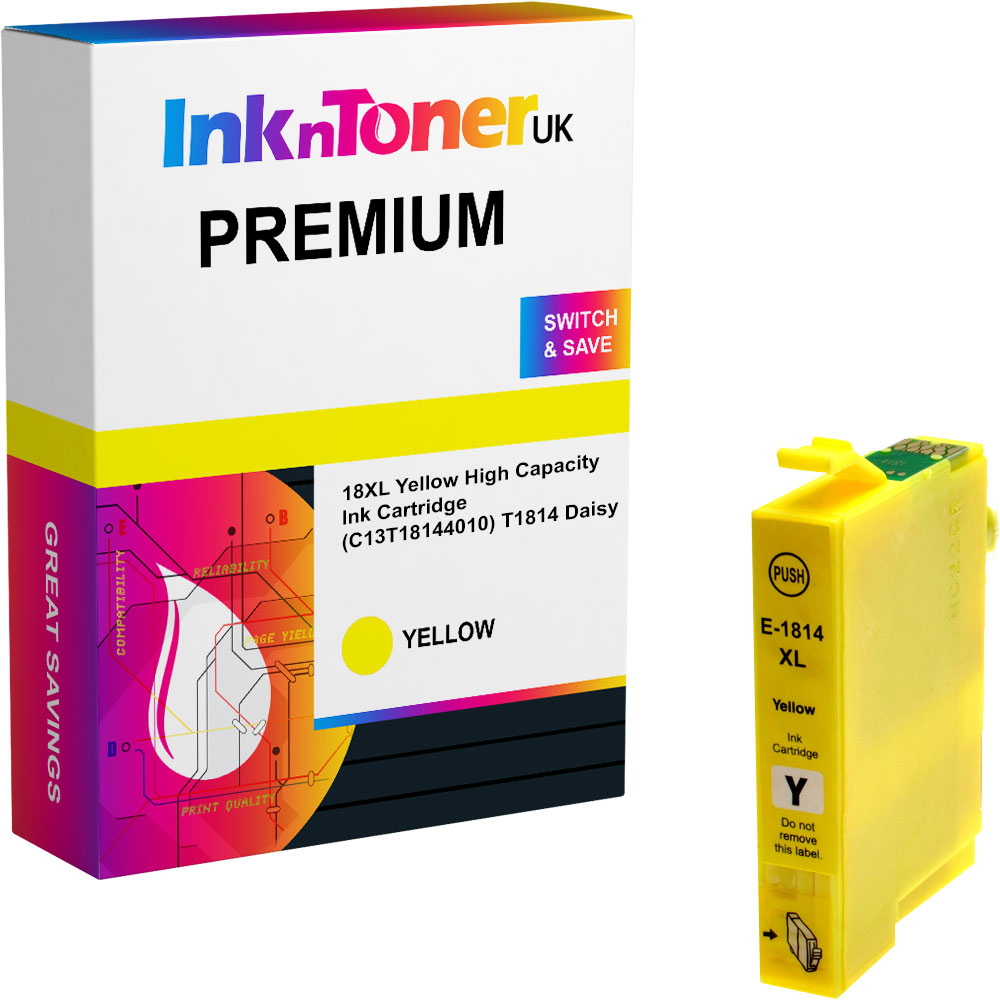 Premium Compatible Epson 18XL Yellow High Capacity Ink Cartridge (C13T18144010) T1814 Daisy