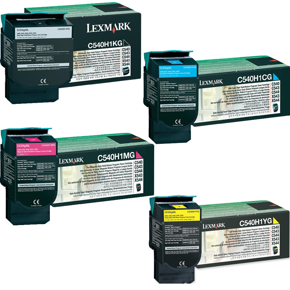 Original Lexmark C540H1 CMYK Multipack High Capacity Toner Cartridges (C540H1KG/ C540H1CG/ C540H1MG/ C540H1YG)