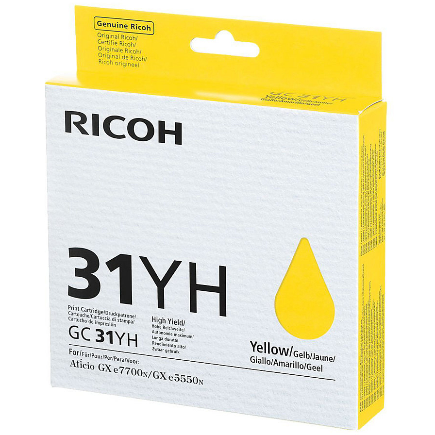 Original Ricoh GC31YH Yellow High Capacity Gel Ink Cartridge (405708)