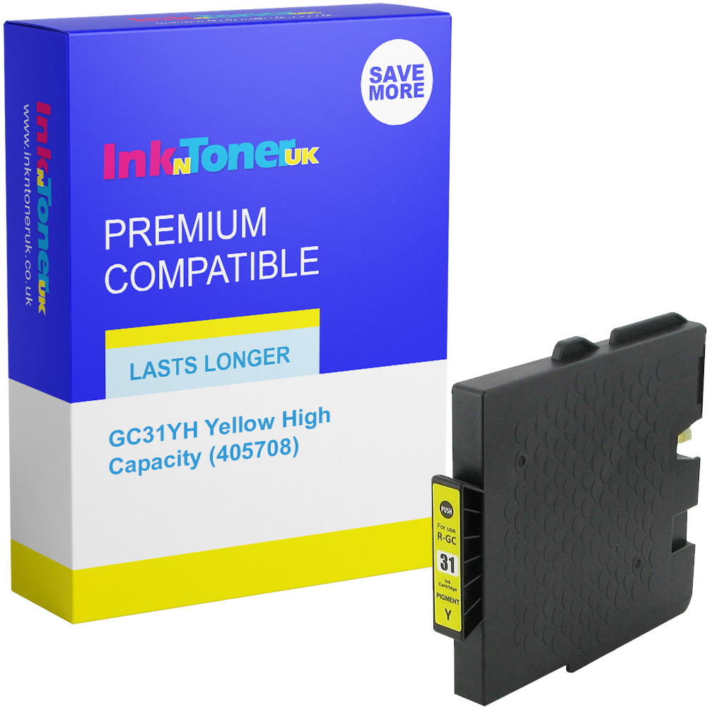 Premium Compatible Ricoh GC31YH Yellow High Capacity Gel Ink Cartridge (405708)