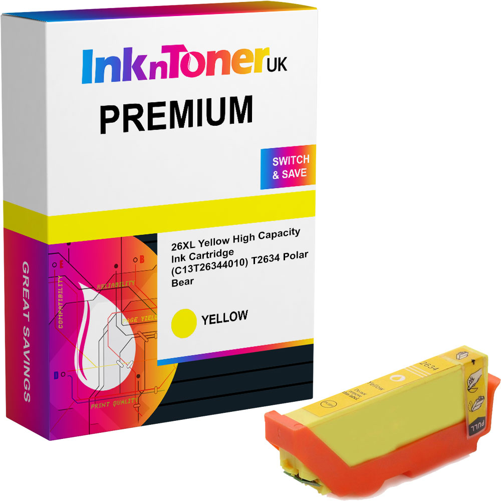 Premium Compatible Epson 26XL Yellow High Capacity Ink Cartridge (C13T26344010) T2634 Polar Bear