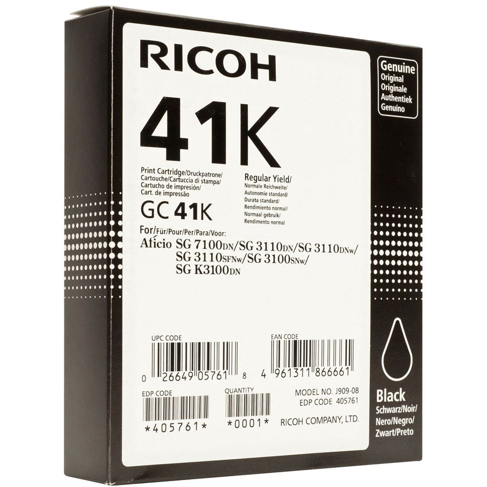 Original Ricoh GC41BK Black High Capacity Gel Ink Cartridge (405761)