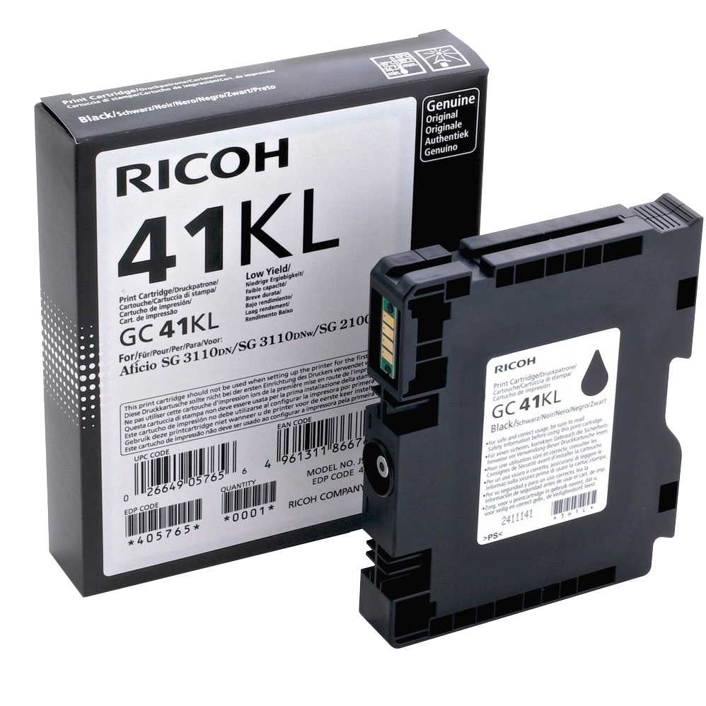 Original Ricoh GC41BKL Black Gel Ink Cartridge (405765 405773)