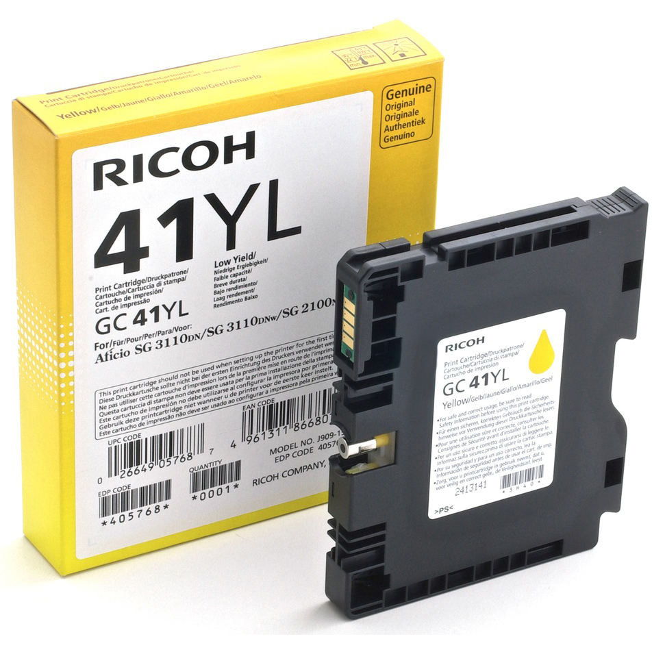 Original Ricoh GC41YL Yellow Gel Ink Cartridge (405768)