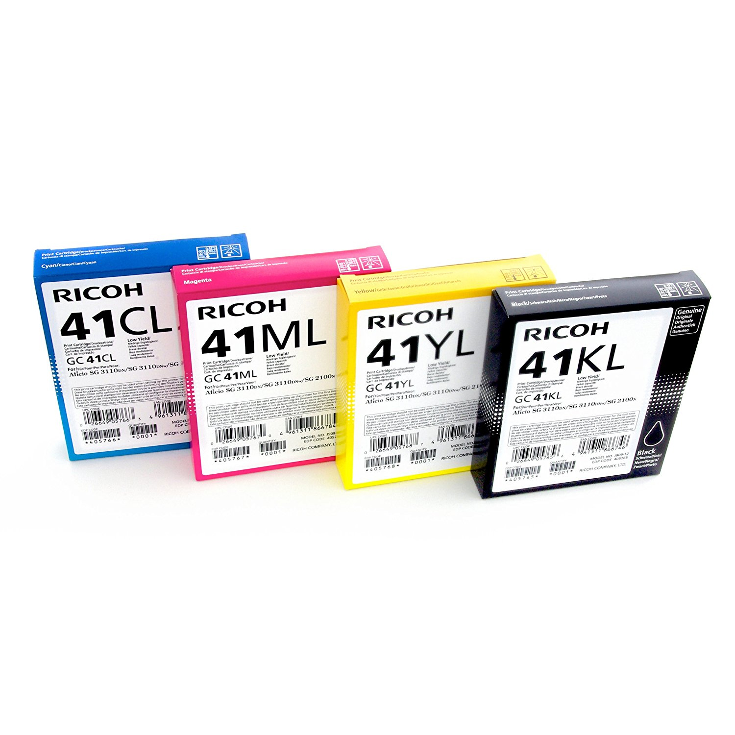 Original Ricoh GC41L CMYK Multipack Gel Ink Cartridges (405765 / 405766 / 405767 / 405768)
