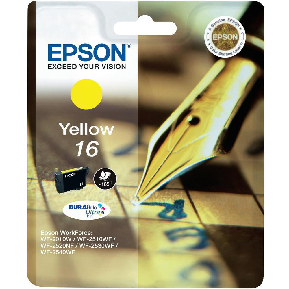 Original Epson 16 Yellow Ink Cartridge (C13T16244010) T1624 Pen and Crossword